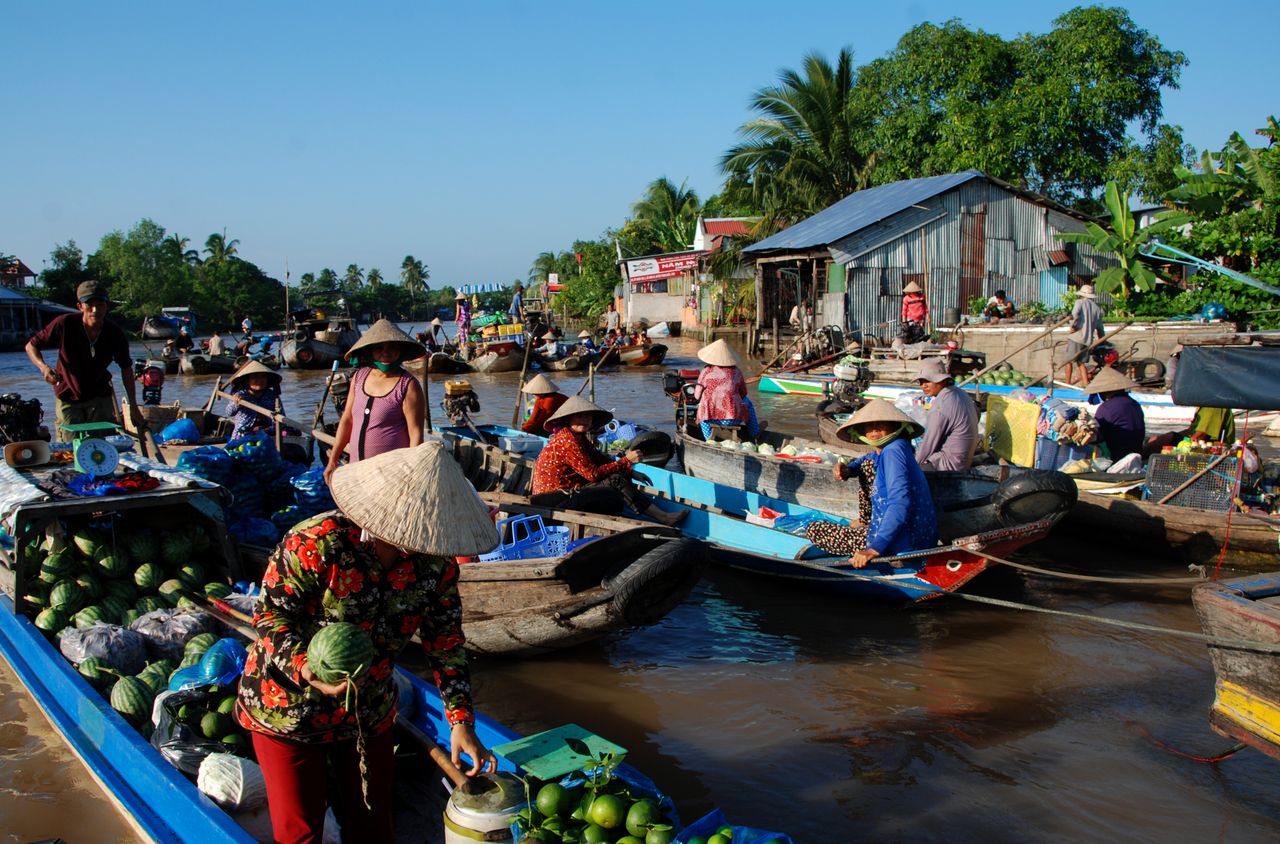 Marché flottant animé à Can Tho
