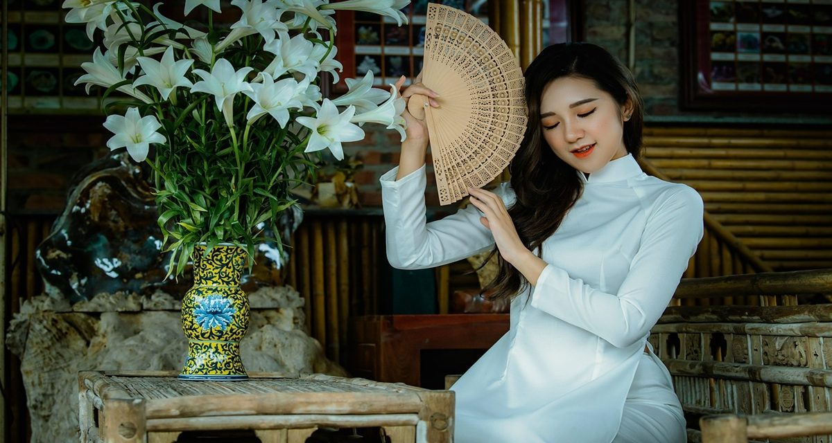 Portrait féminin en Ao Dai traditionnel
